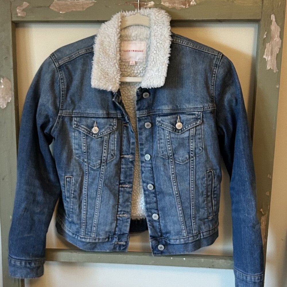 Lucky Brand jean jacket with "sherpa" lining size S